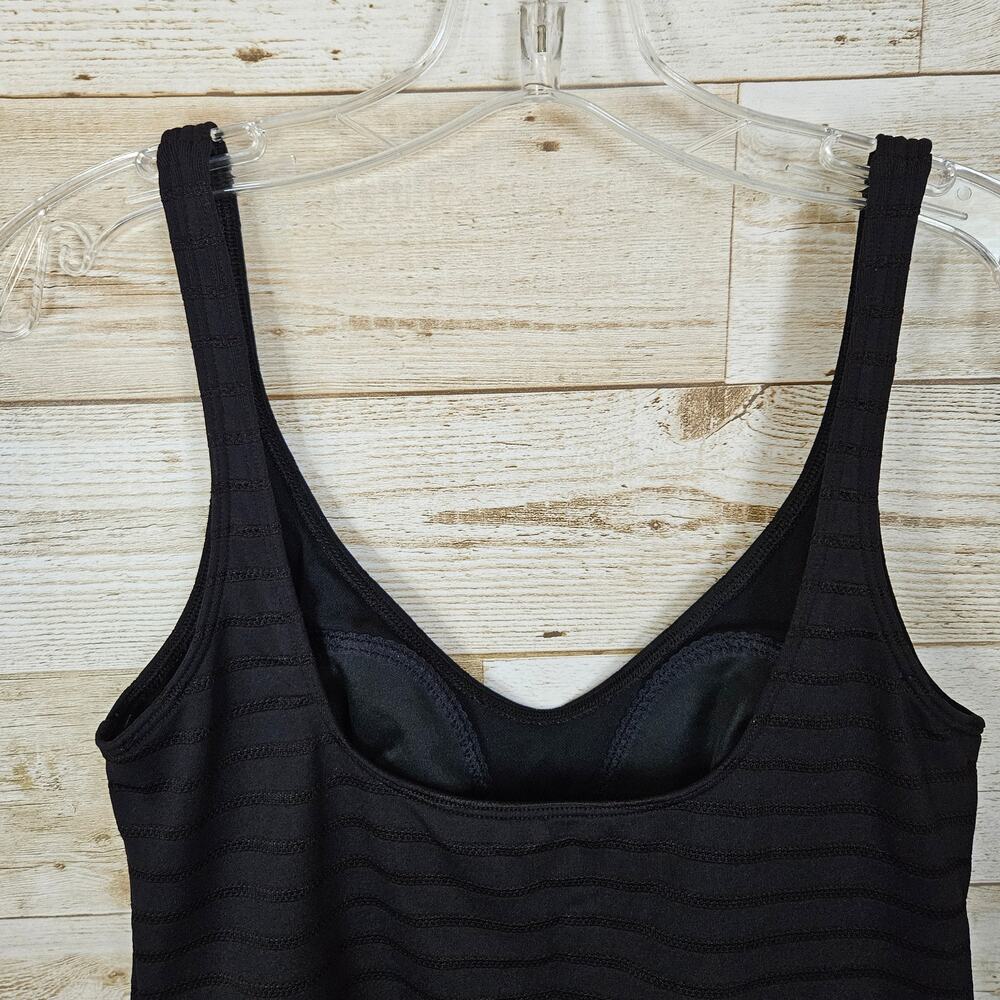 Ann Klein Swim Top Tankini Size 14 Black Stripe Beach Summer Neutral V-Neck Pool - Picture 4 of 9